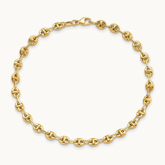 Polished Fancy Link Bracelet, 14K
