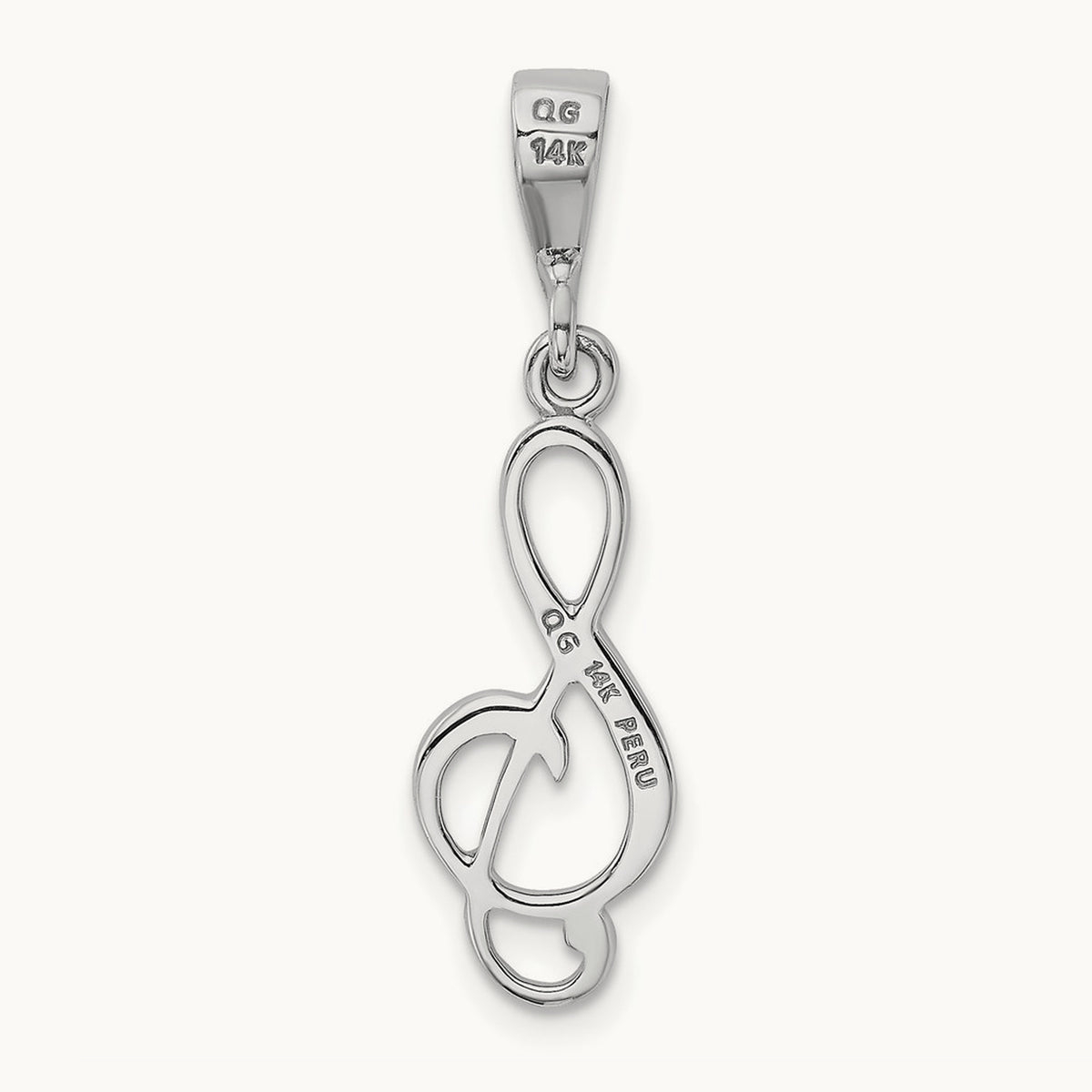 Treble Clef Pendant, 14K White Gold