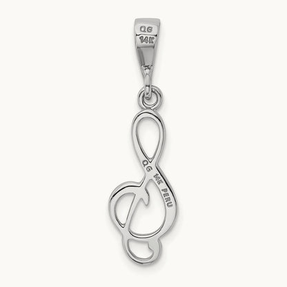 Treble Clef Pendant, 14K White Gold