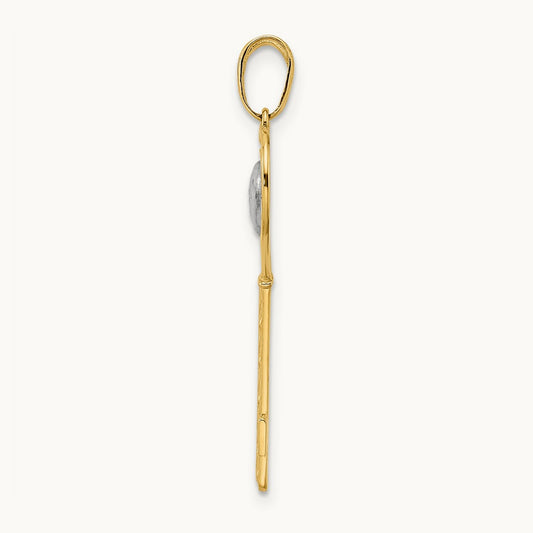 Diamond-cut Heart Filigree Key Pendant, 14K with White Rhodium