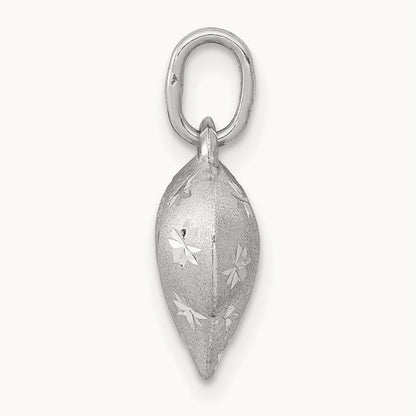 Satin Diamond-cut 3D Puffed Heart Pendant, 14K White Gold