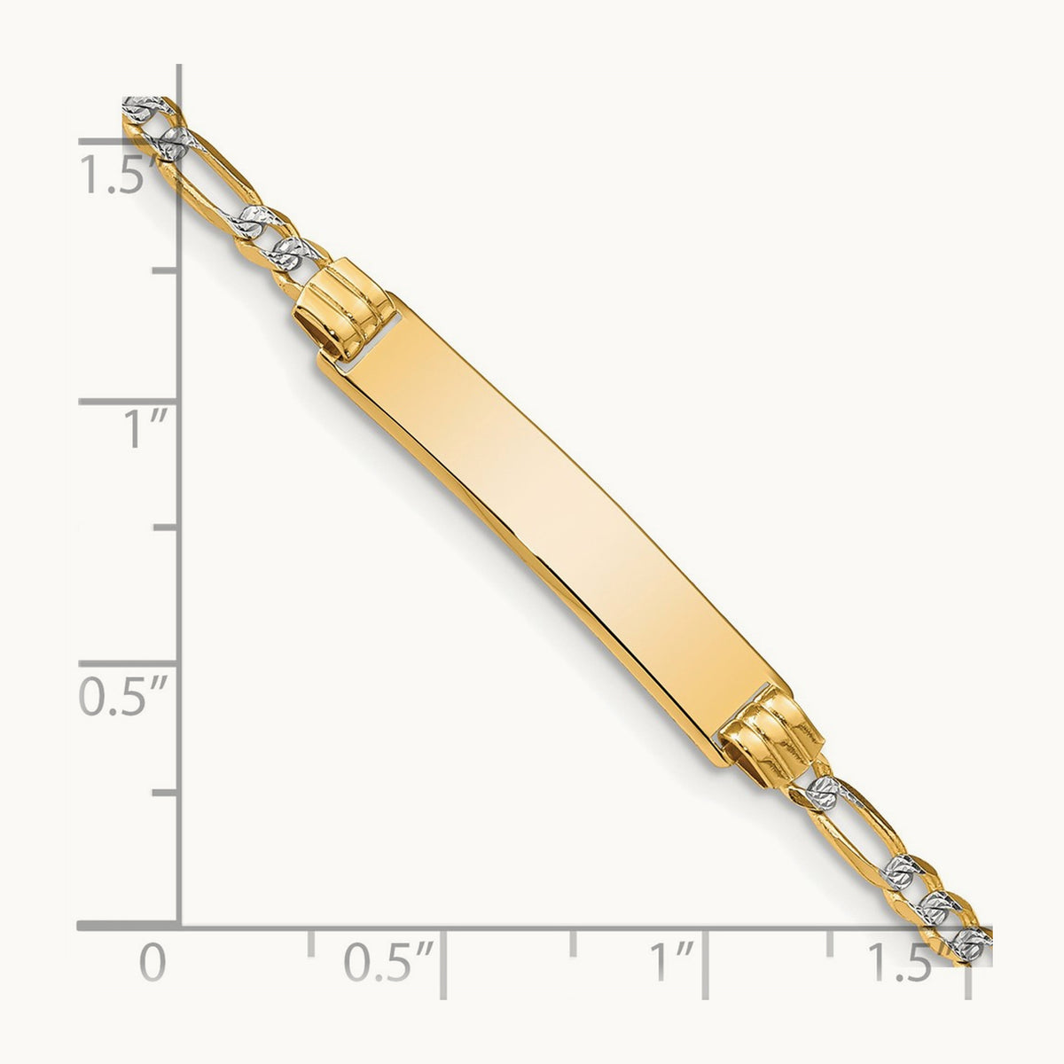 Pavé Figaro ID Bracelet, 14K with Rhodium