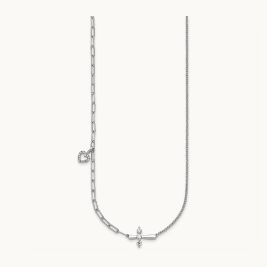 Cross & Heart Necklace, 0.25 ct tw Lab-Grown Diamond