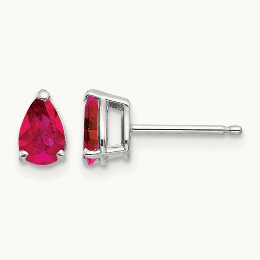 Ruby Earrings, 14K White Gold