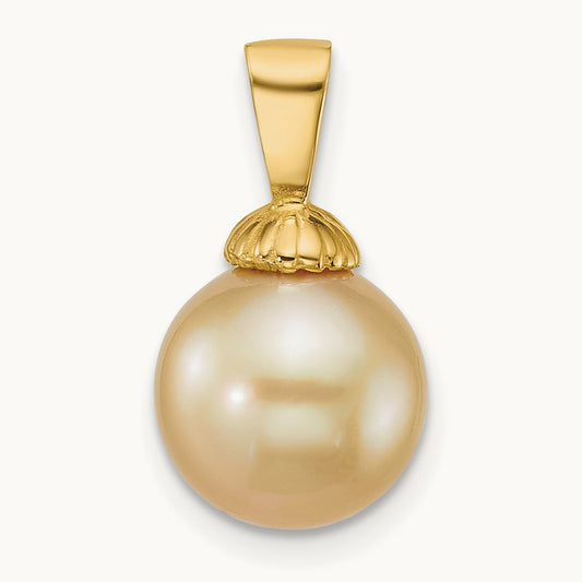10- Rnd Golden South Sea Saltwater Cultured Pearl Pendant, 11mm, 14K