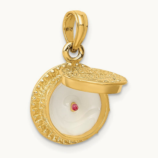 3D Enamel Birthday Cake with Candle Inside Pendant, 14K