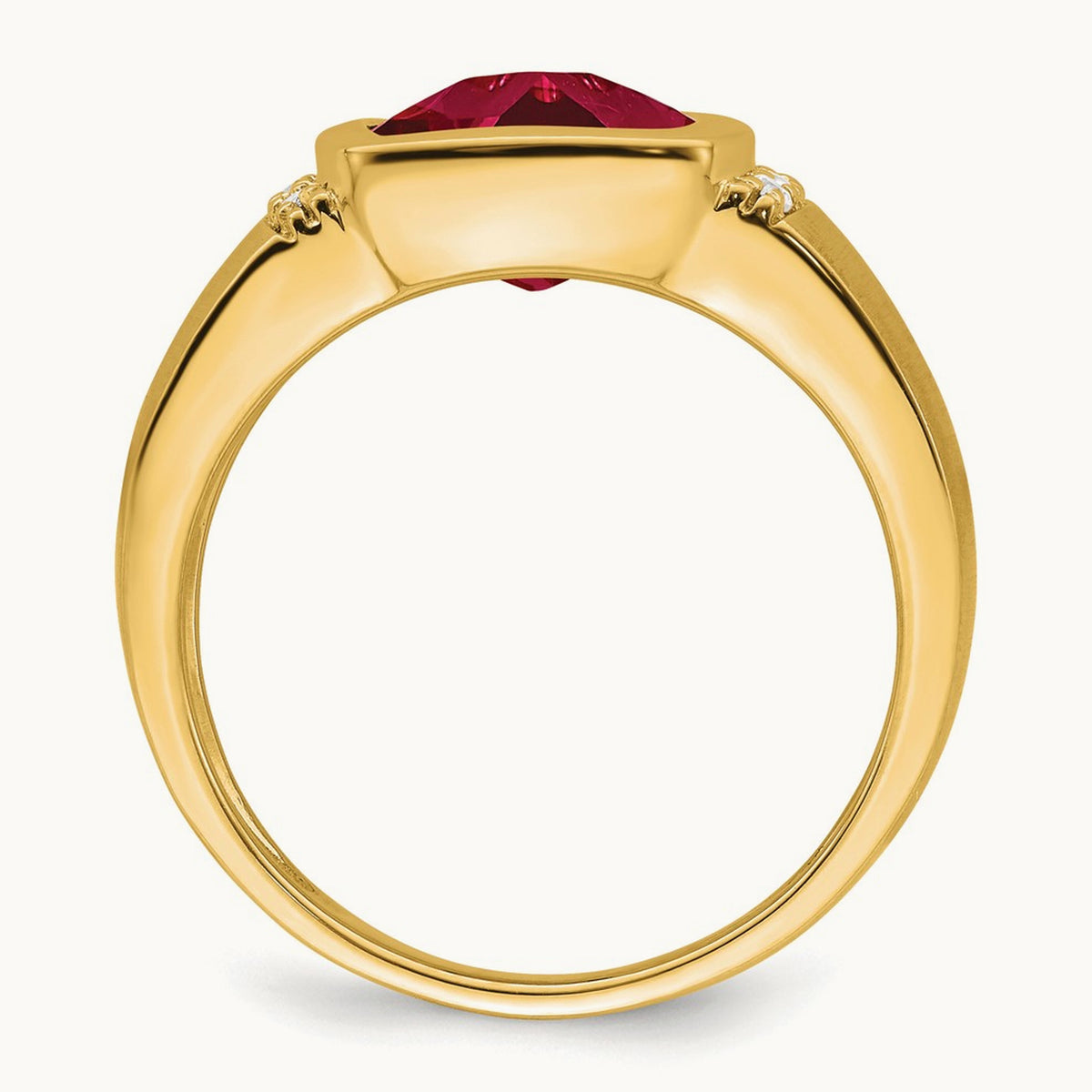 Created Ruby and Diamond Mens Ring, 14K