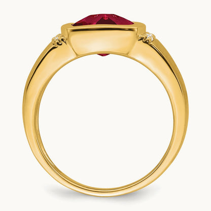 Created Ruby and Diamond Mens Ring, 14K