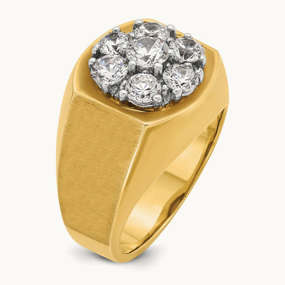 14ktt IBGoodman Men's Polished & Satin Round Diamond Cluster Ring