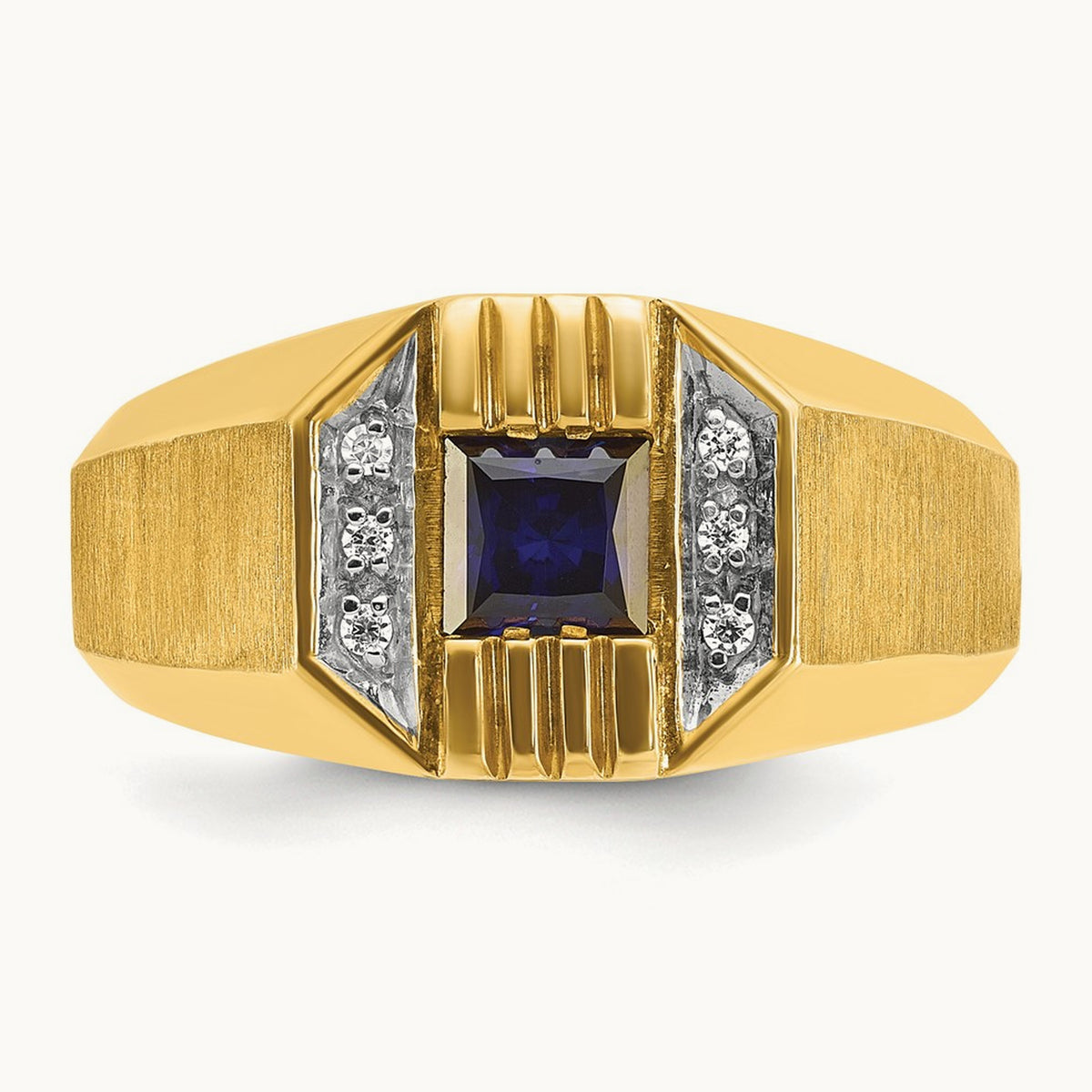 IBGoodman Men's Cr.Sapphire and Diamond Satin Complete Ring, 14K
