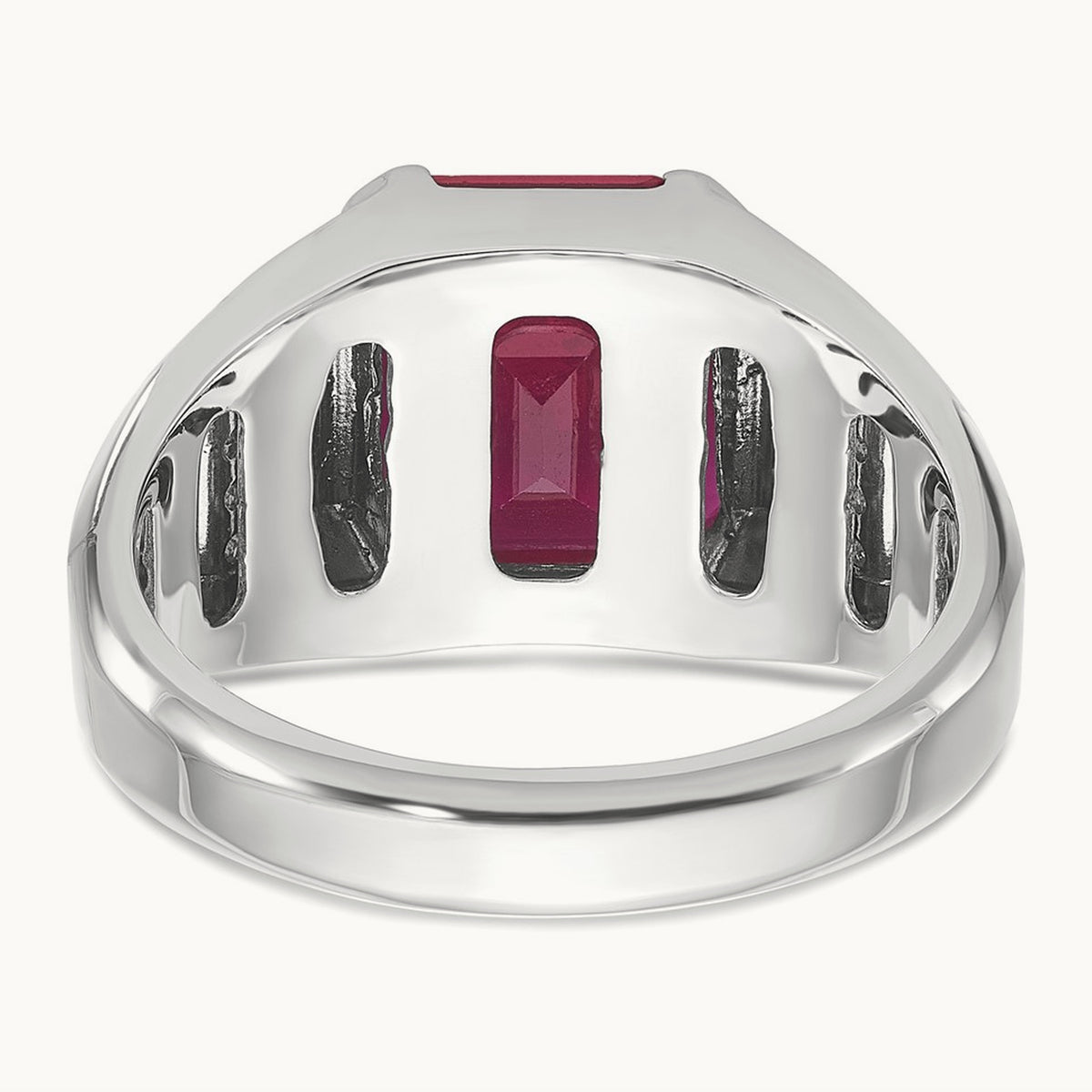 IBGoodman Men's Cr. Ruby and Diamond Complete Ring, 14K White Gold
