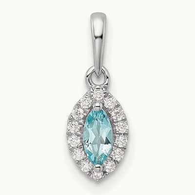 Aquamarine March Birthstone Pendant, 0.10 ct tw Lab-Grown Diamond