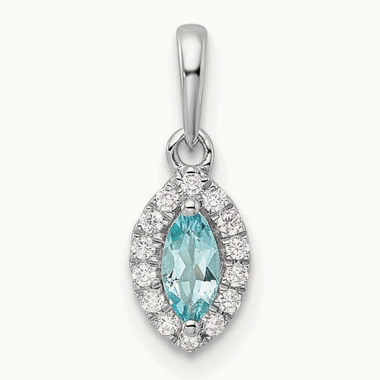 Aquamarine March Birthstone Pendant, 0.10 ct tw Lab-Grown Diamond
