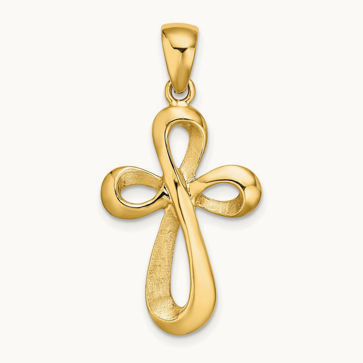 Polished Cross Charm, 14K
