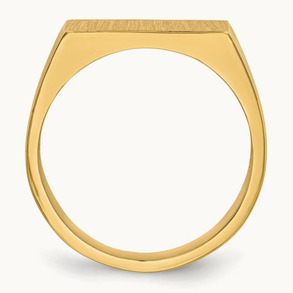 15.0x9. Closed Back Mens Signet Ring, 0mm, 14K
