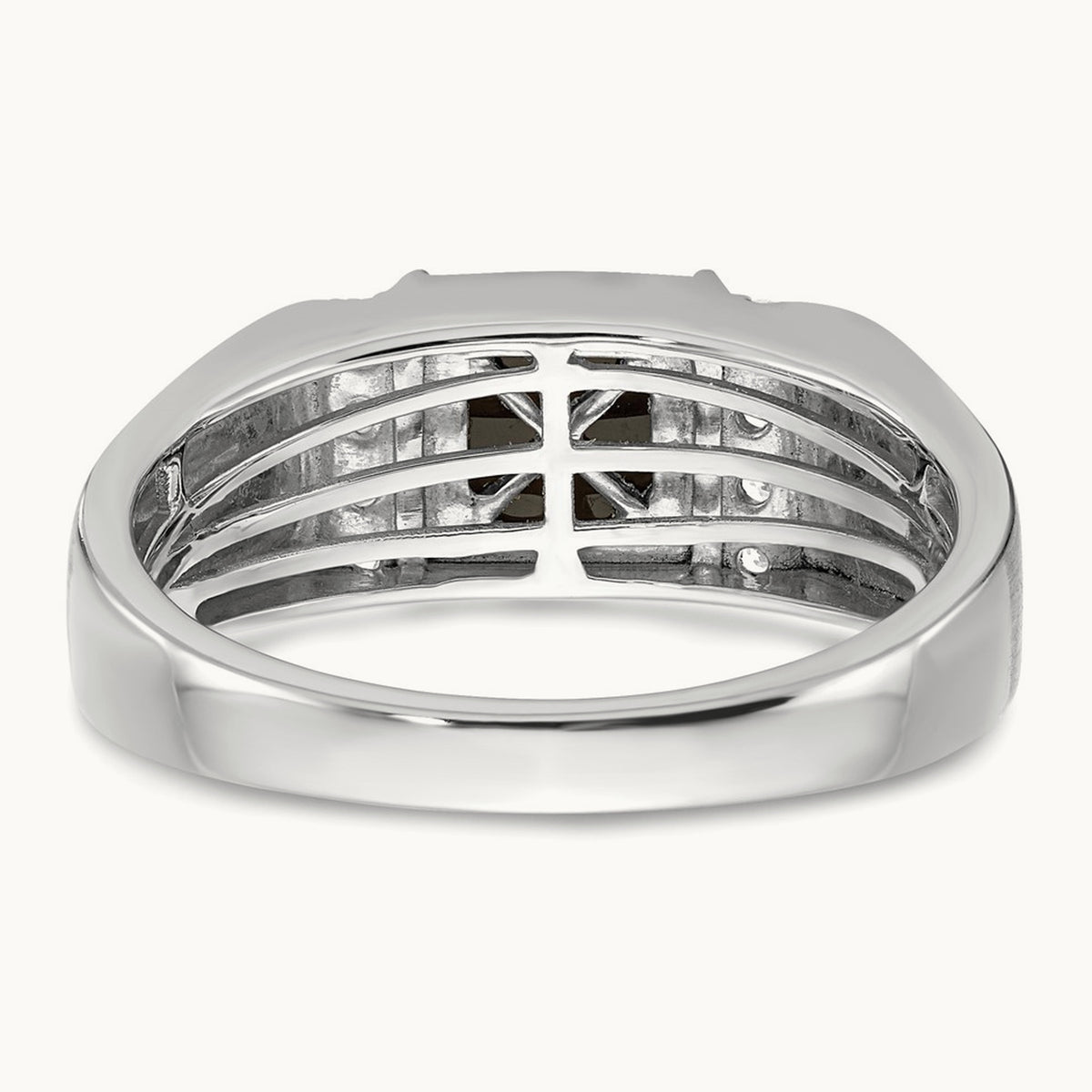 Square Onyx and Diamond Men's Ring — 14K White Gold