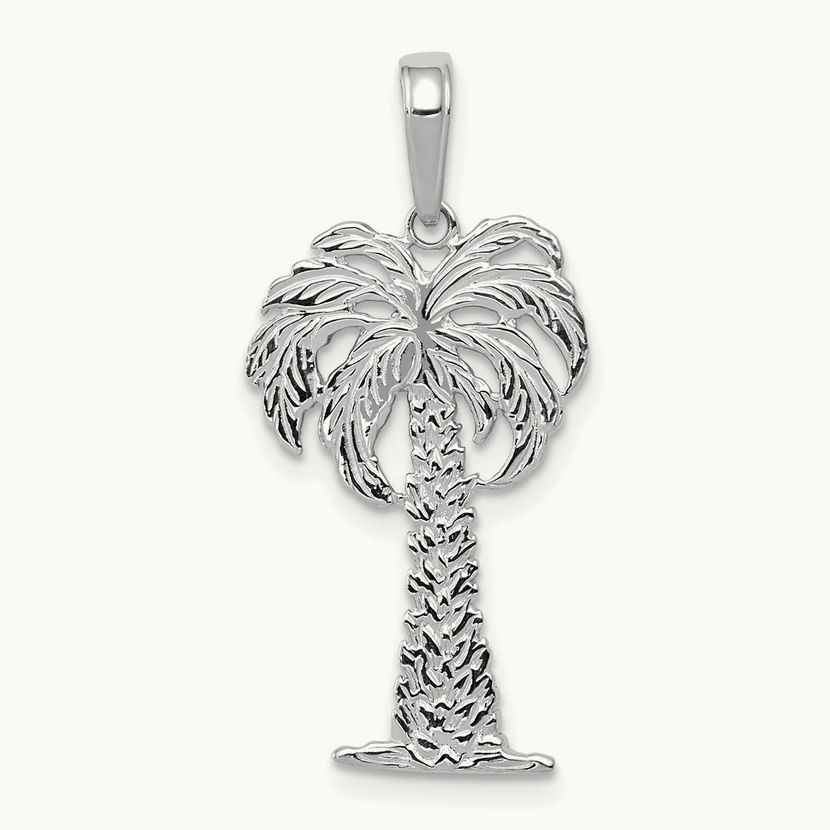 Palm Tree Pendant — 14K White Gold