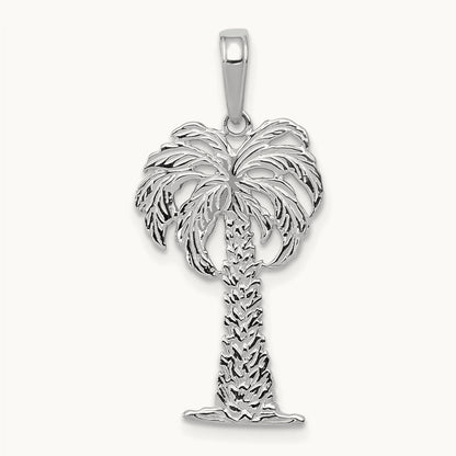 Palm Tree Pendant — 14K White Gold