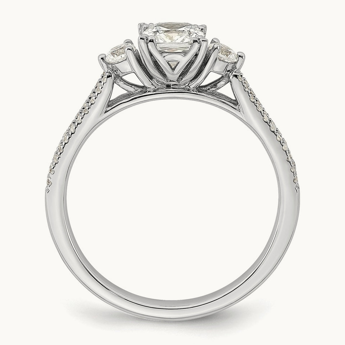 3 Stone Cushion Semi-Mount Engagement Ring — 1/2 ct, 7