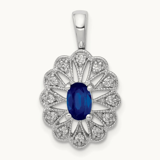 Created Sapphire Pendant, 0.15 ct tw Lab-Grown Diamond