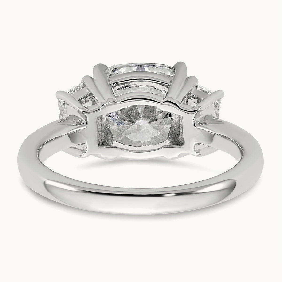 Cushion & 1/2 Moon Engagement Ring, 1.25-3.75 ct tw Lab-Grown Diamond — 3 3/4 ct, 14K White Gold