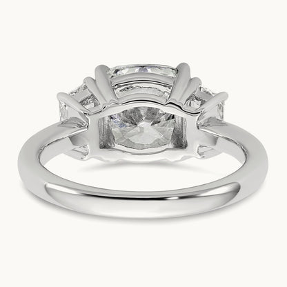 Cushion & 1/2 Moon Engagement Ring, 1.25-3.75 ct tw Lab-Grown Diamond — 3 3/4 ct, 14K White Gold