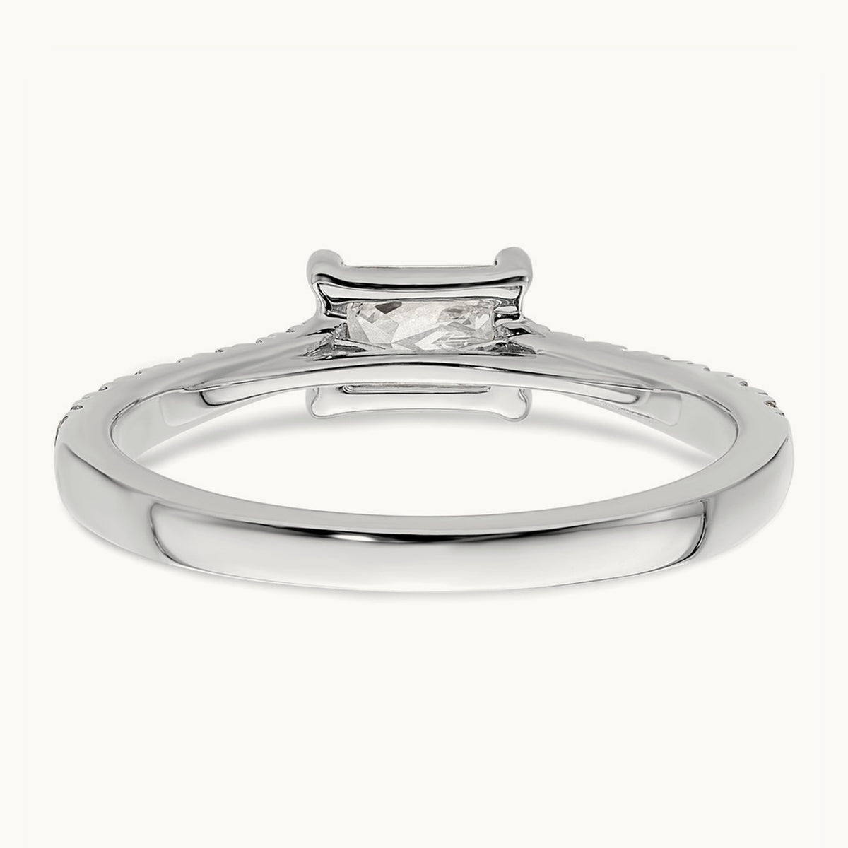 East West 3/4ct Emerald Semi-Mount Eng. Dia Ring, 14K White Gold