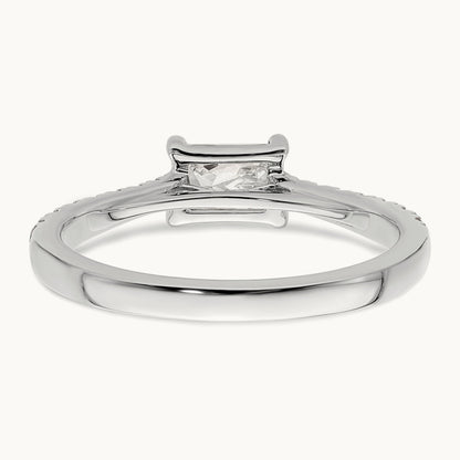 East West 3/4ct Emerald Semi-Mount Eng. Dia Ring, 14K White Gold