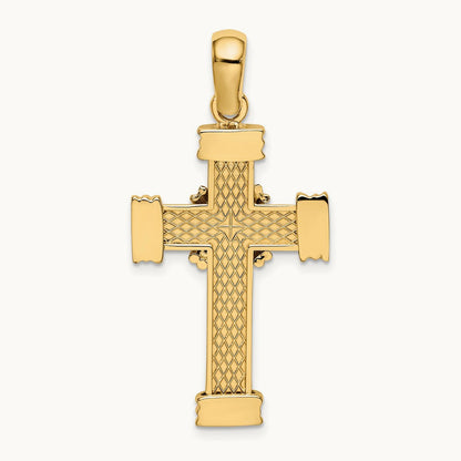 Polished w/ X In Center of Cross Charm, 14K