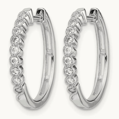 Polished Diamond Hinged Hoop Earrings, 14K White Gold