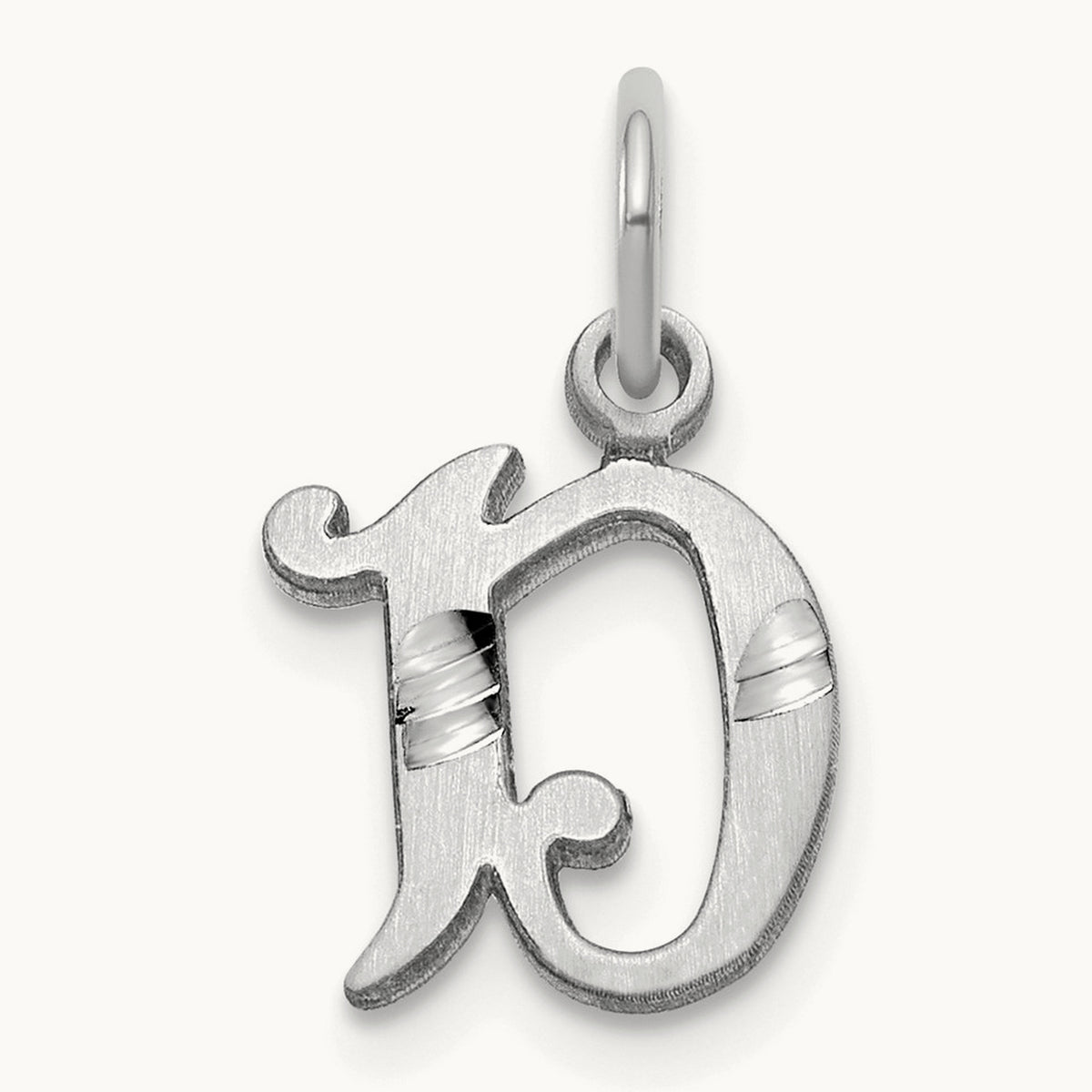 Diamond-cut Initial Charm — 14K White Gold, D