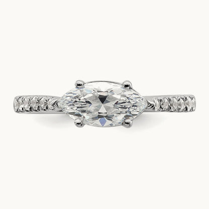 East West 1ct Marquise Semi-Mount Eng. Dia Ring, 14K White Gold
