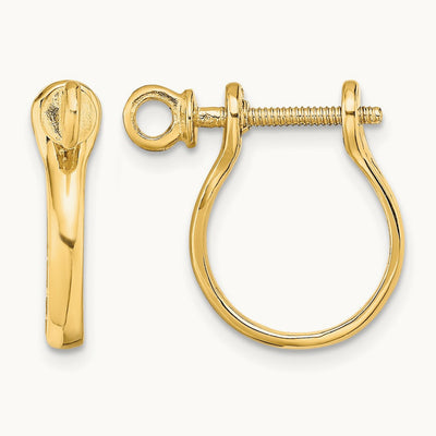 3D Shackle Link Screw Earrings — 14K Yellow Gold, 17.45mm
