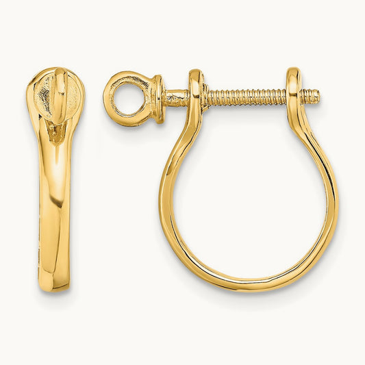 3D Shackle Link Screw Earrings — 14K Yellow Gold, 17.45mm