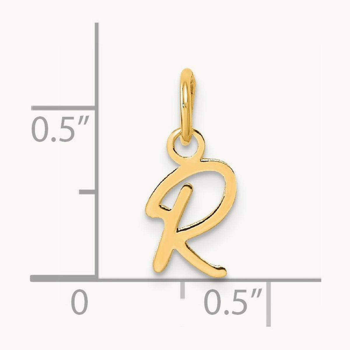 Uppercase Initial Charm — 14K Yellow Gold, R