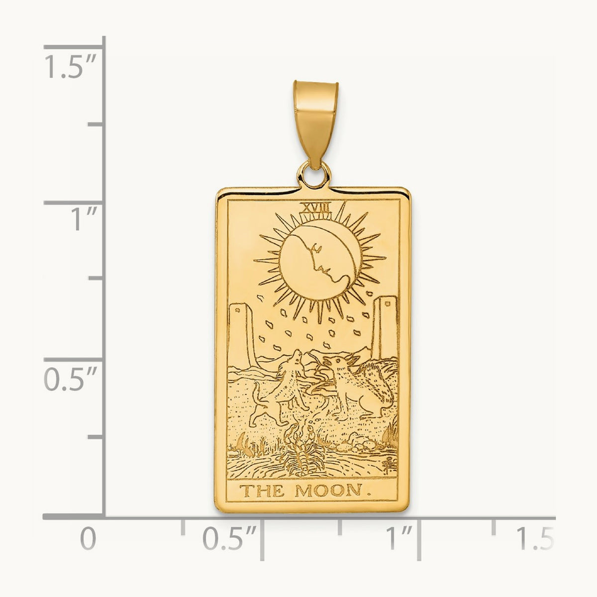 The Moon Tarot Card Pendant, 14K Yellow Gold