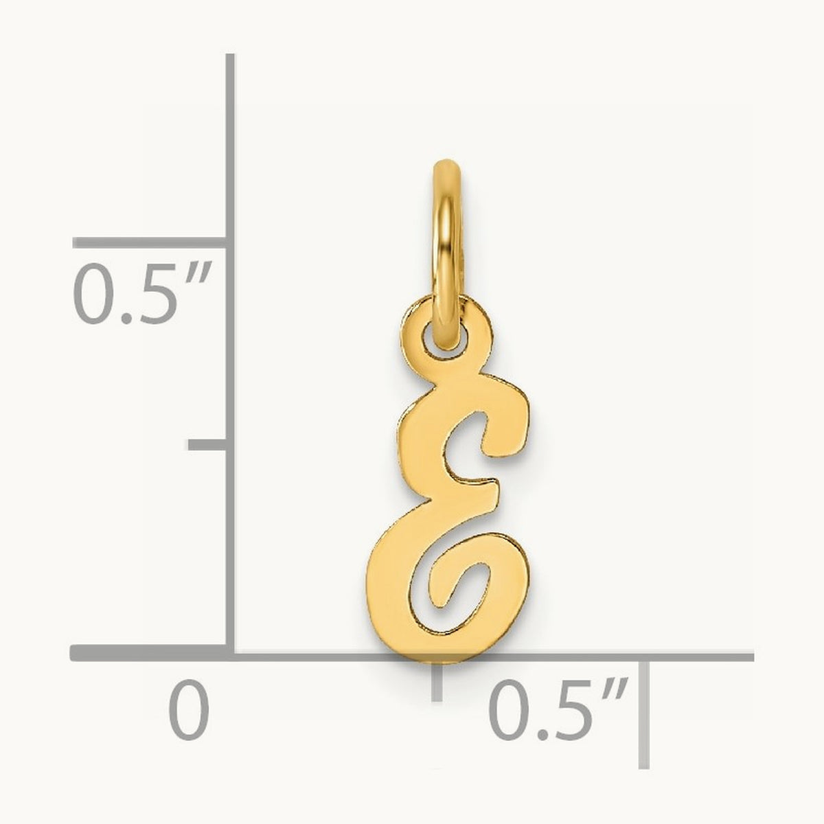 Small Script Letter E Initial Charm, 14K