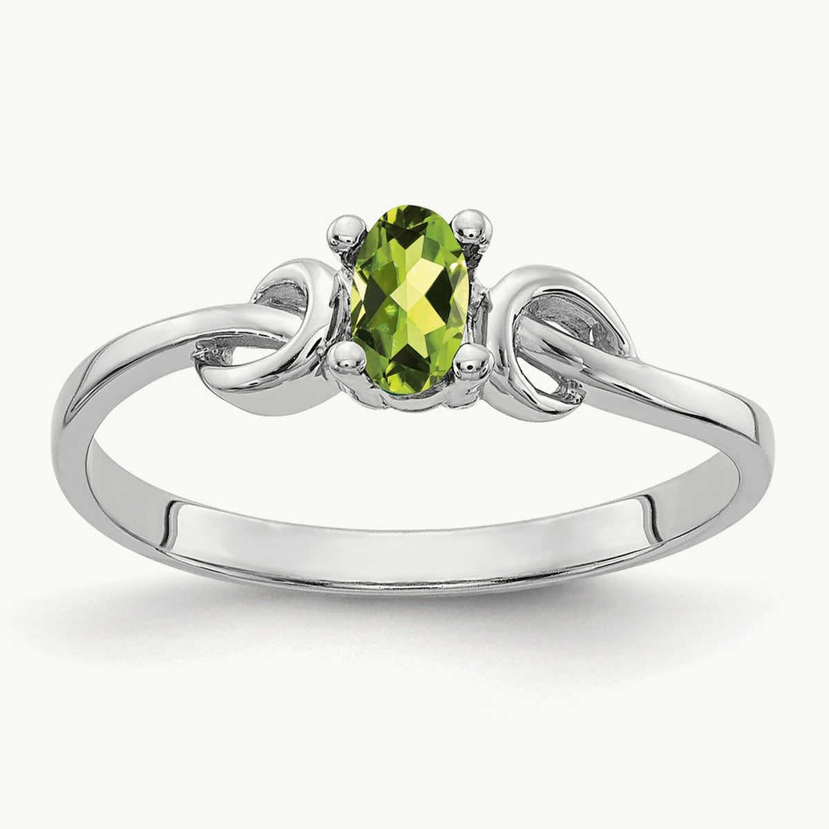 5x3mm Oval Peridot ring, 14K White Gold