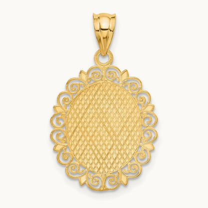 Solid Satin Polished Scorpio Zodiac Oval Pendant, 14K