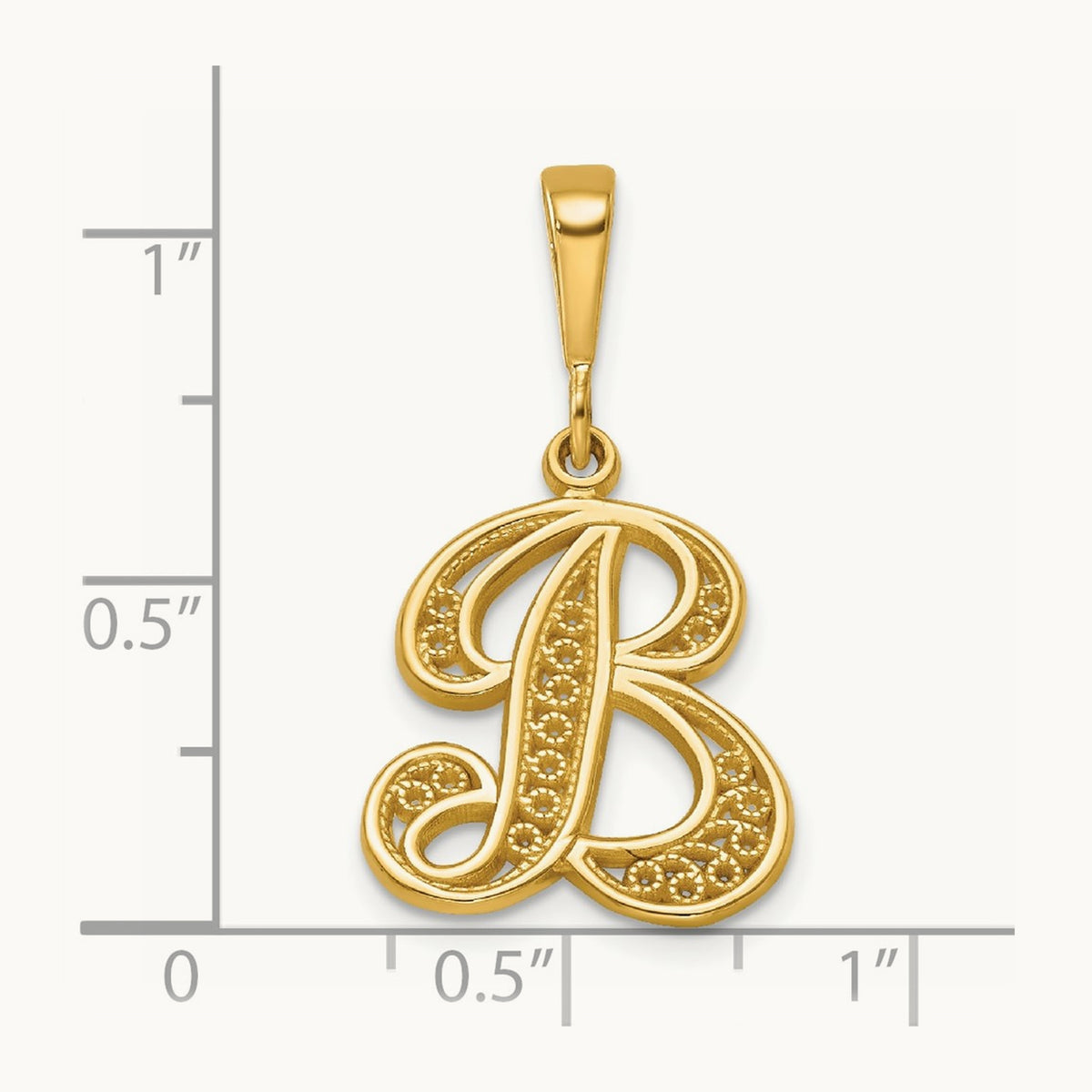 Polished Script Filigree Initial Pendant — B
