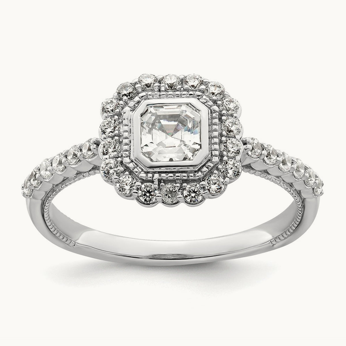 Halo Emerald Bezel Semi-Mount Ring — 1/2 ct, 7