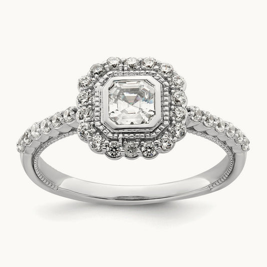 Halo Emerald Bezel Semi-Mount Ring — 1/2 ct, 7