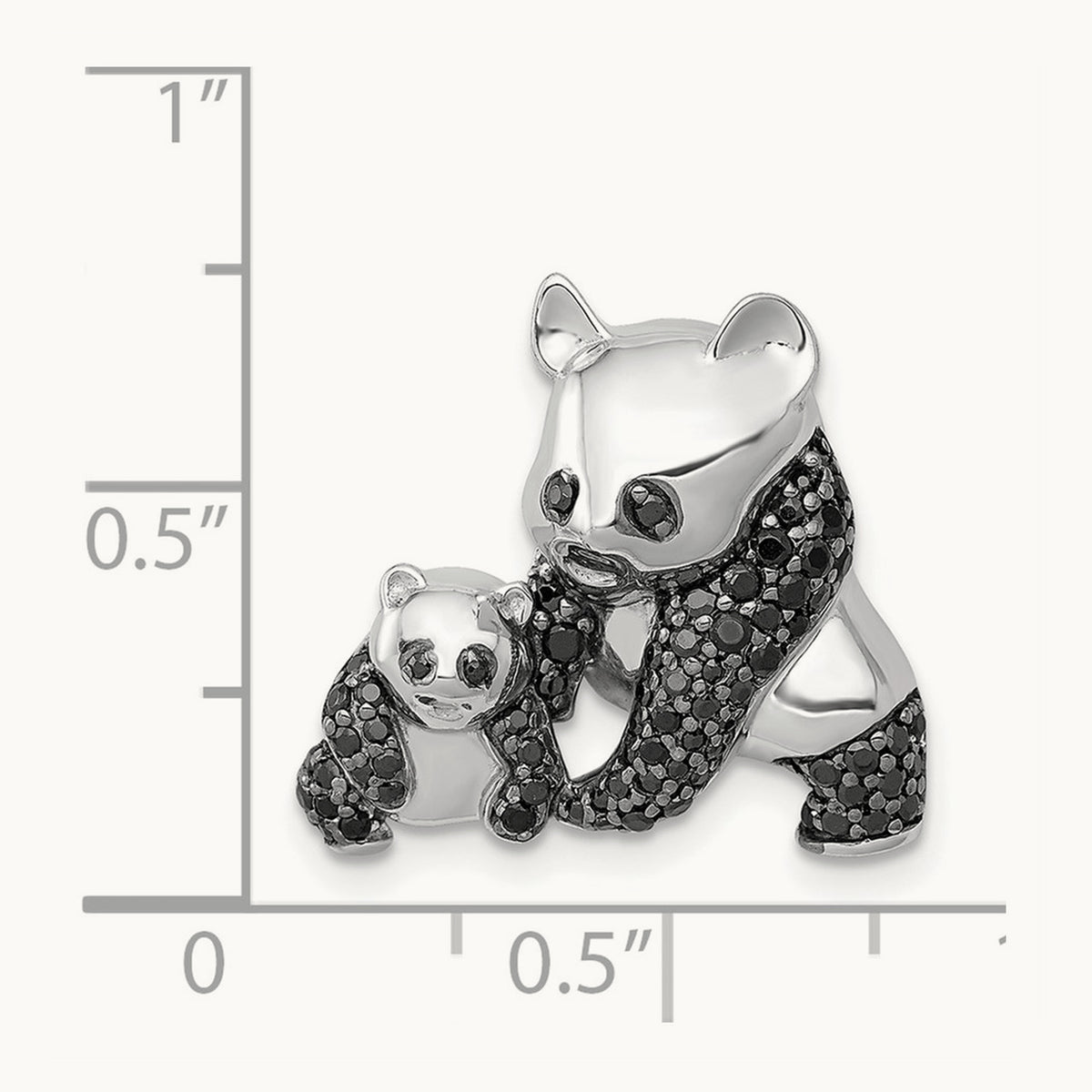 Black Diamond Pandas Chain Slide, 14K White Gold