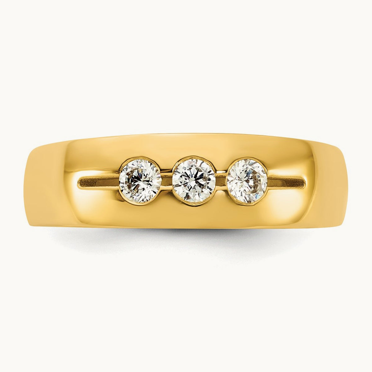 Setting: IB Goodman Men's Polished 3-Stone Diamond Ring Mounting, 14K Gold — 14K Yellow Gold