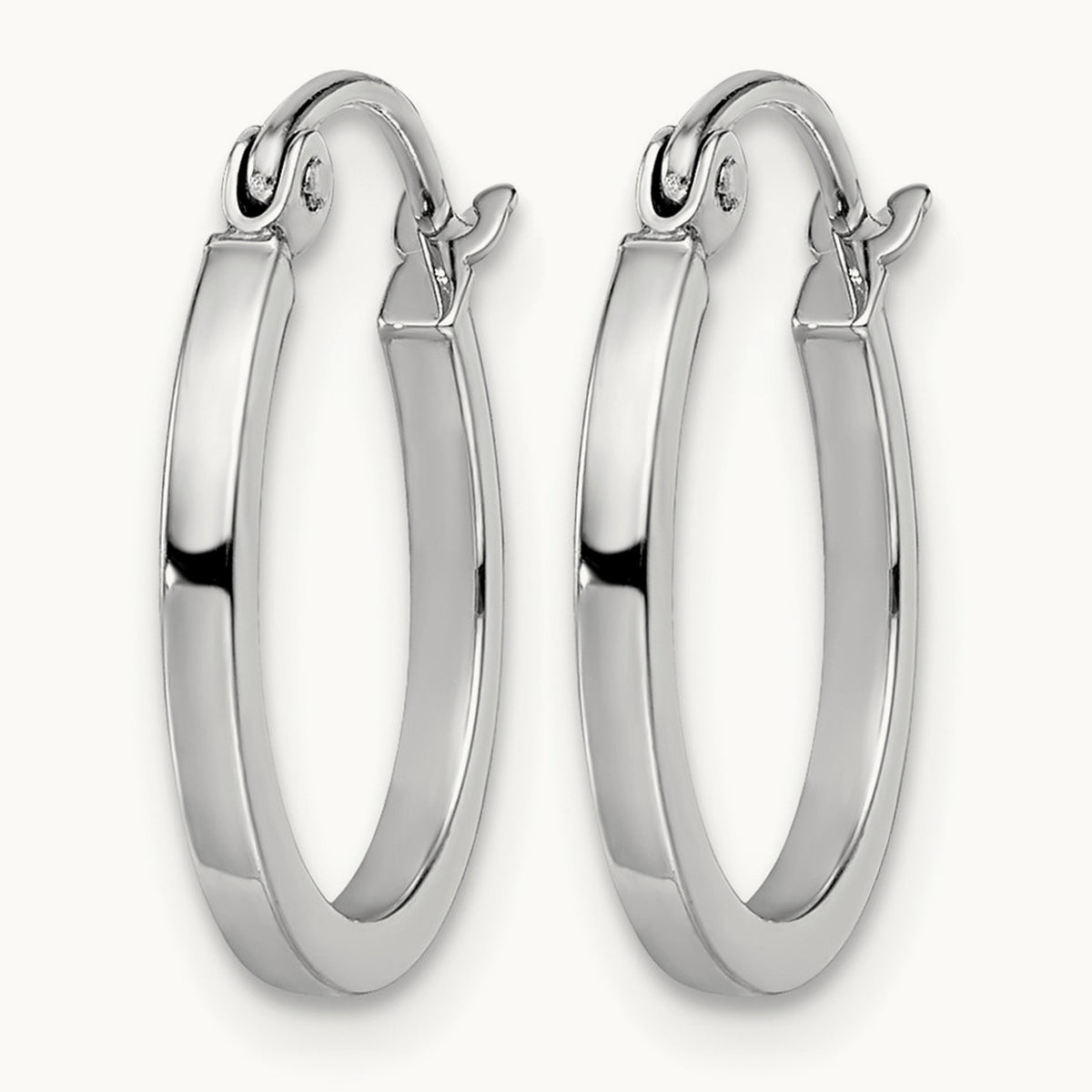 Polished Hoop Earrings, 14K White Gold — Leslie's