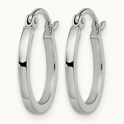 Polished Hoop Earrings, 14K White Gold — Leslie's
