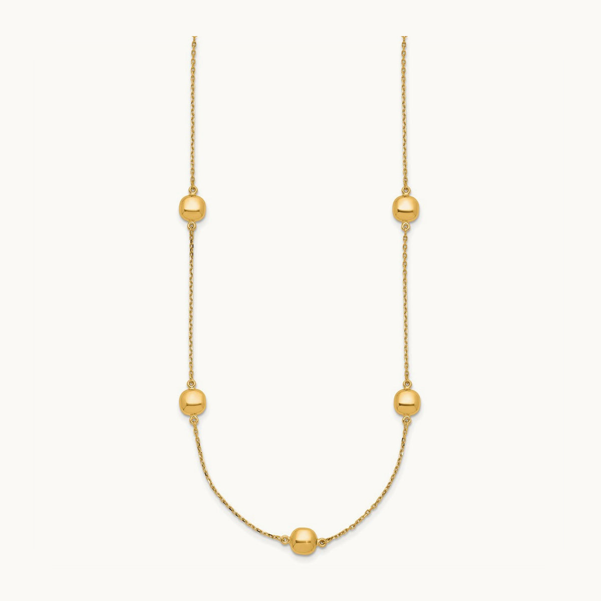 Polished 5 Station 16in w/2 in ext. Necklace, 14K