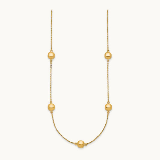 Polished 5 Station 16in w/2 in ext. Necklace, 14K