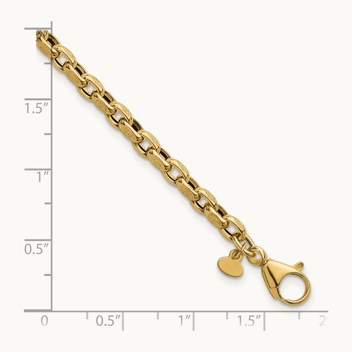 Polished 7.75in Fancy Textured Open Link Bracelet, 14K