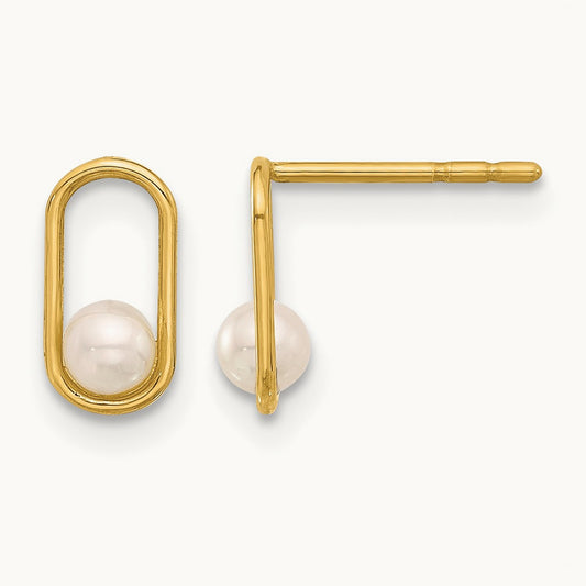 Freshwater Cultured Pearl Post Earrings, 14K